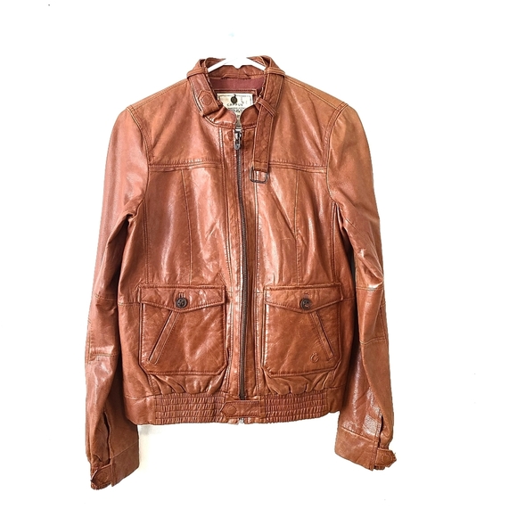 CAMPUS Vintage Genuine Leather Brown Jacket size XS - Picture 1 of 8